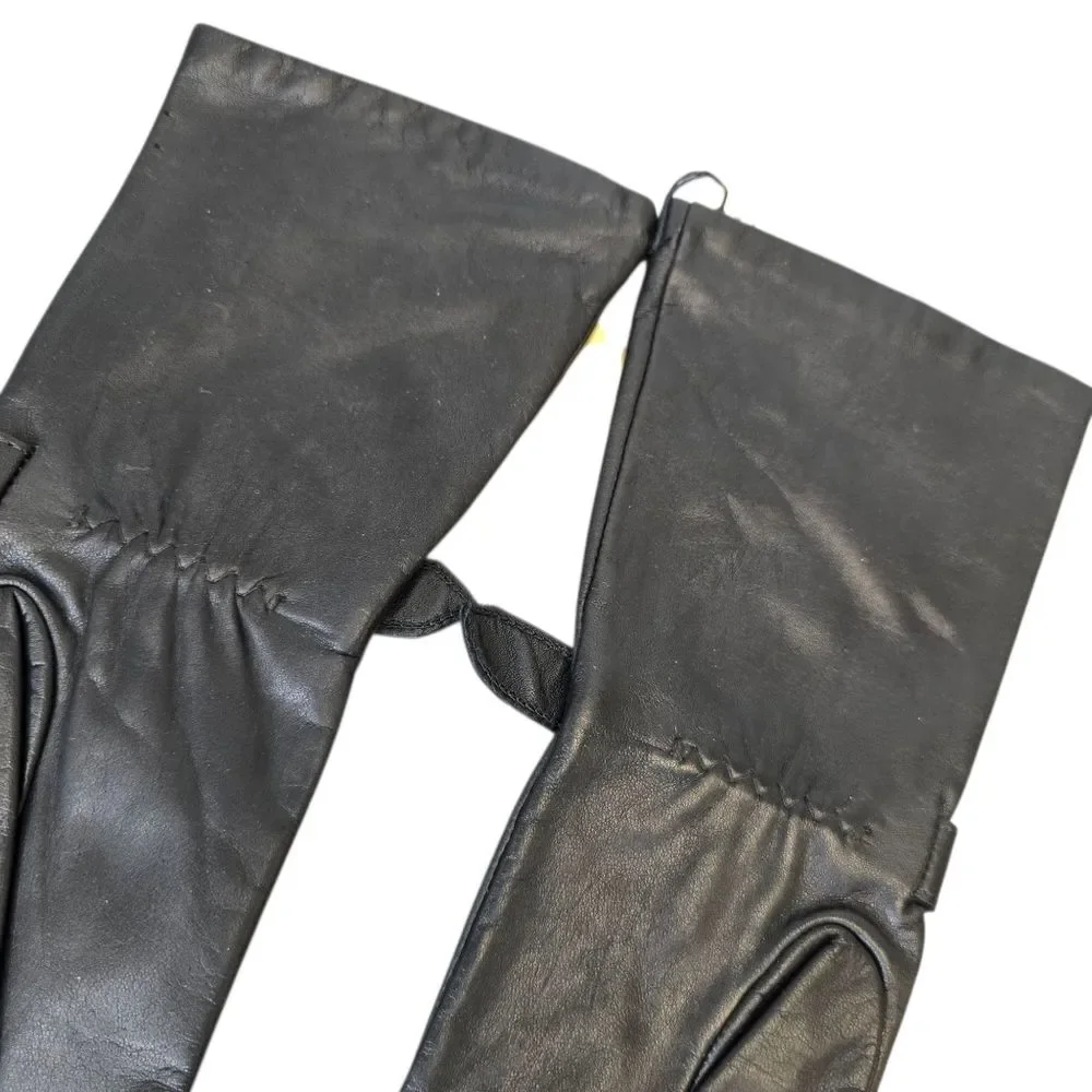NWT Vintage Fownes Women's Size 7 Buckle Strap Long Black Genuine Leather Gloves